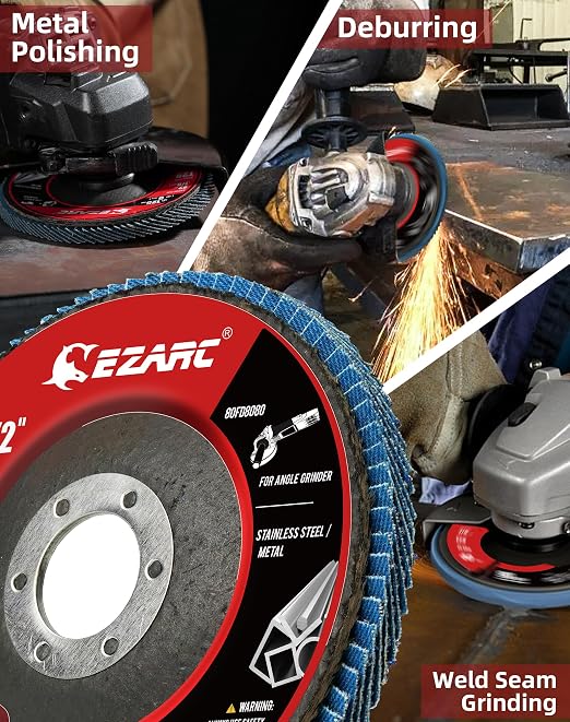 EZARC Flap Discs 80 Grit, 4.5" x 7/8" High Density Jumbo Zirconia Flap Sanding - Image 6