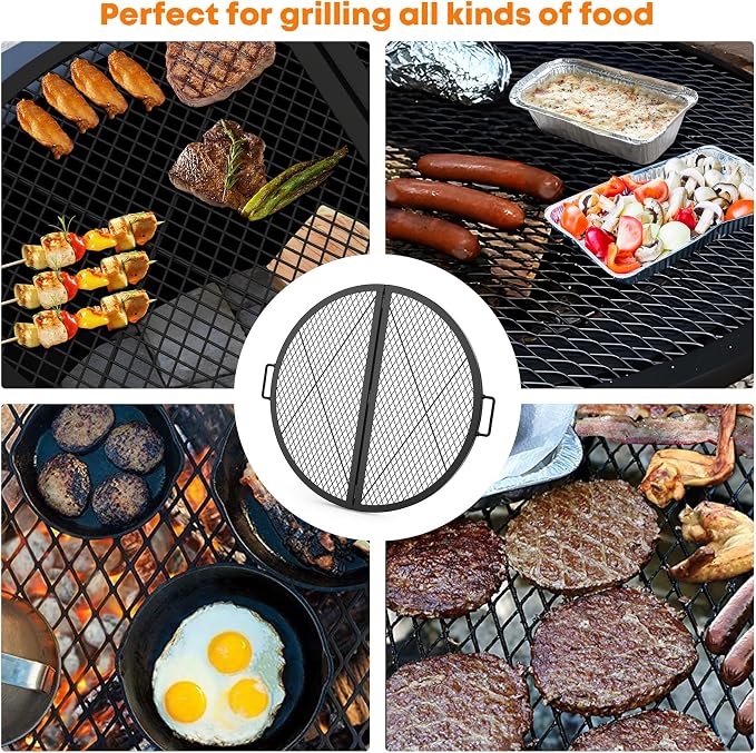Stanbroil X-Marks Fire Pit Cooking Grill Grates, Foldable Round Cooking Grate - Image 7