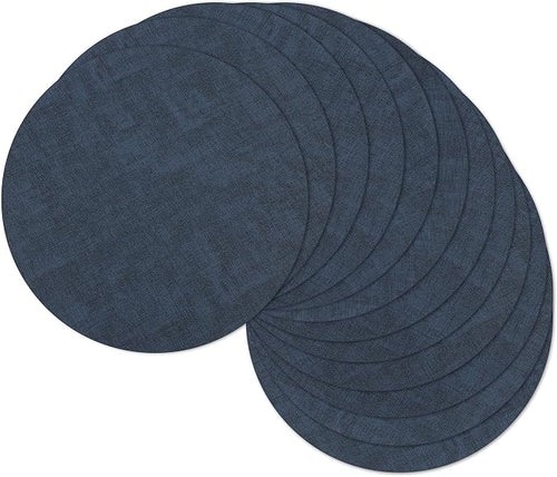 13" Round Placemats Set of 12, Reversible Faux Leather Heat Resistant Table Mats by NCUE