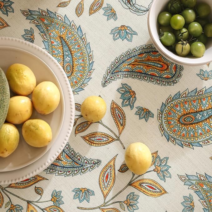 patdrea Designer Vintage French Rectangle Table Cloth, Italian Floral Wrinkle - Image 4