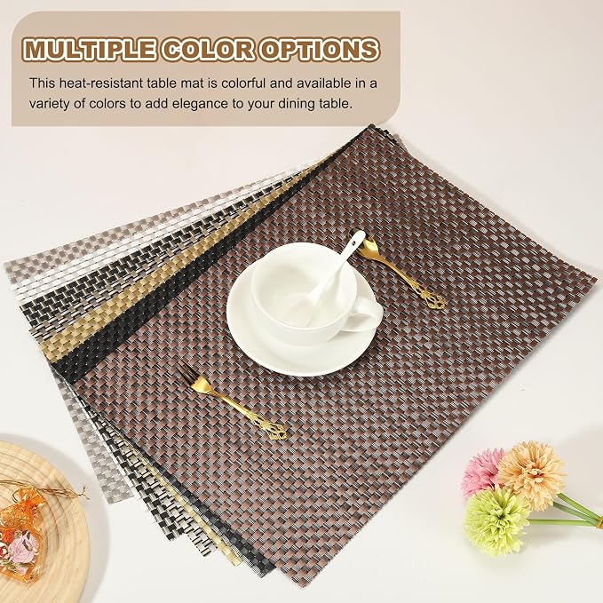 uxcell Faux Linen Placemats, 12x18 Inch Heat Resistant Place Mats Machine - Image 4