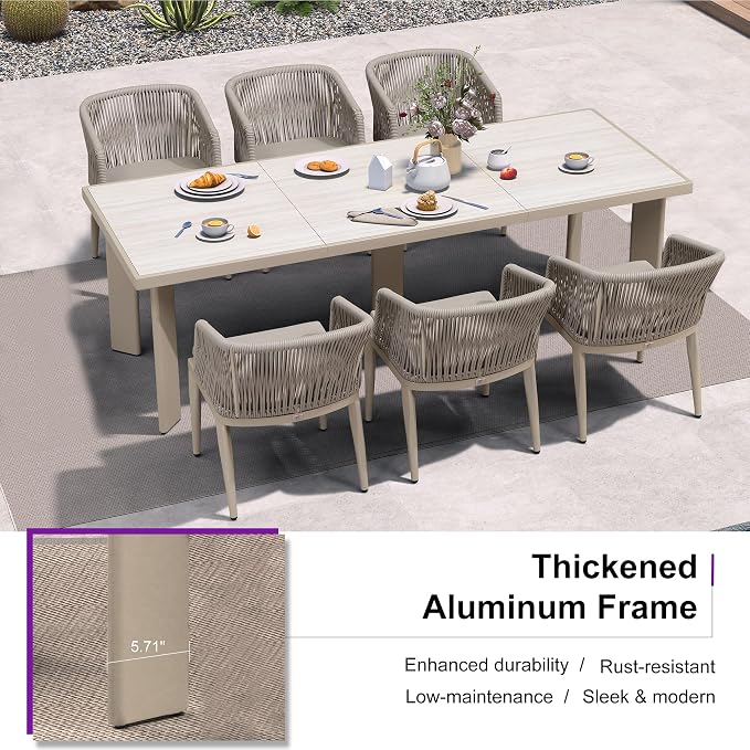 PURPLE LEAF 11 Pieces Outdoor Dining Set Patio Table and Chairs Set Aluminum - Image 3