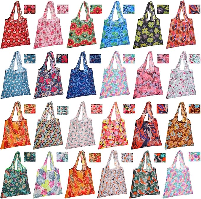 Eccliy 24 Pieces Reusable Grocery Bags Polyester Shopping Bags by Eccliy