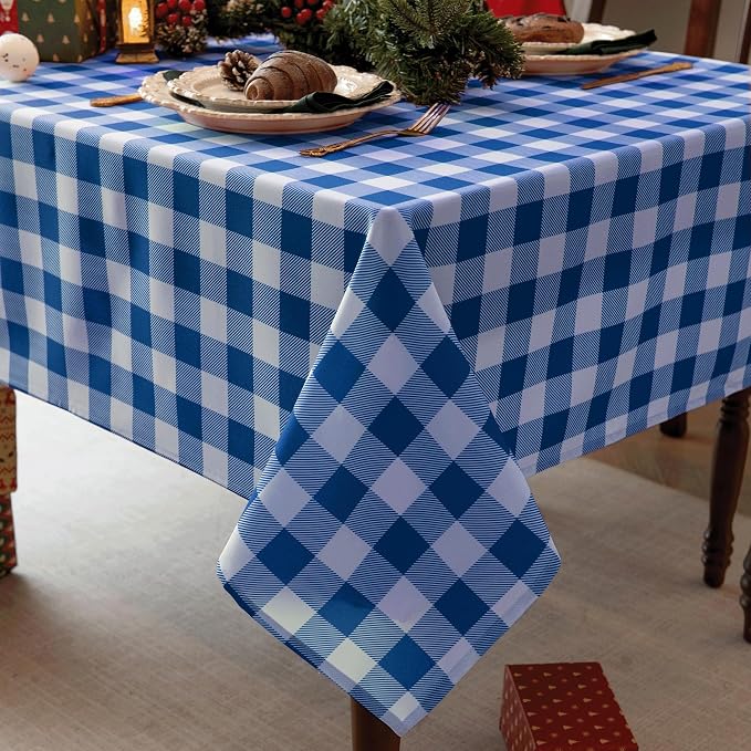 Classic Gingham Buffalo Tablecloth Fabric by Essifunia