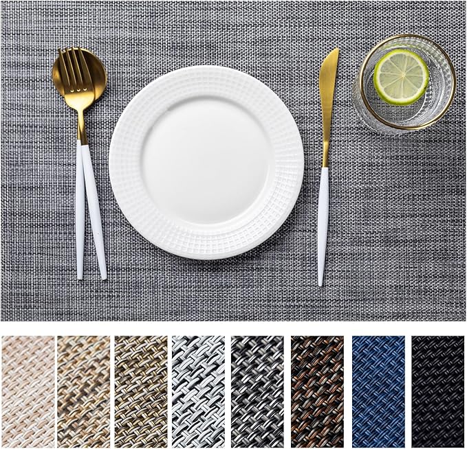 LEXMORE Placemats Set of 8 Vinyl/Plastic Woven Place Mats by lexmore