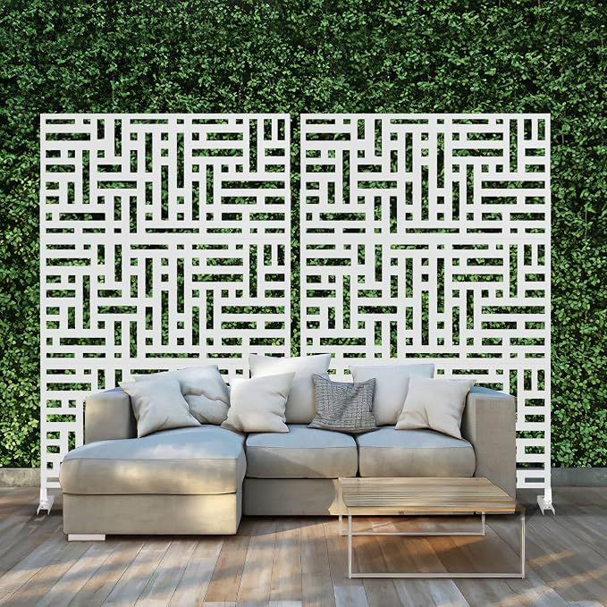 Metal Privacy Screen Outdoor 72" H×47" W, Freestanding Decorative Privacy Screen - Image 7