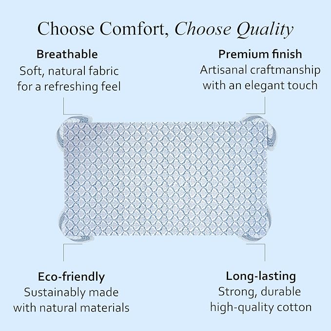 CPC Indigo Regal Tablecloth 100% Cotton 60x90 Inch Indian Block Print Rectangle - Image 6