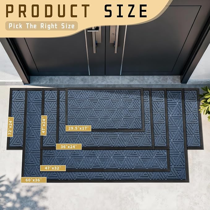 Yimobra Extra Large Door Mat 60x36, All-Weather Waterproof Non-Slip Welcome - Image 2