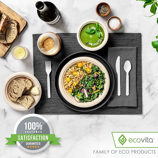 Ecovita 100% Compostable Forks Spoons Knives Cutlery Combo Set - Image 8