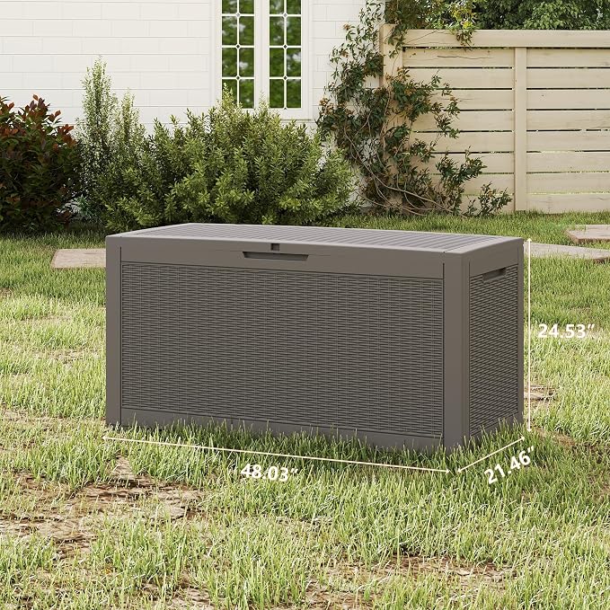 100 Gallon Outdoor Storage Box Waterproof, Resin Deck Boxes - Image 4