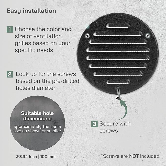 Vent Systems 4 Inch Black Metal Soffit Vent Cover - Image 4