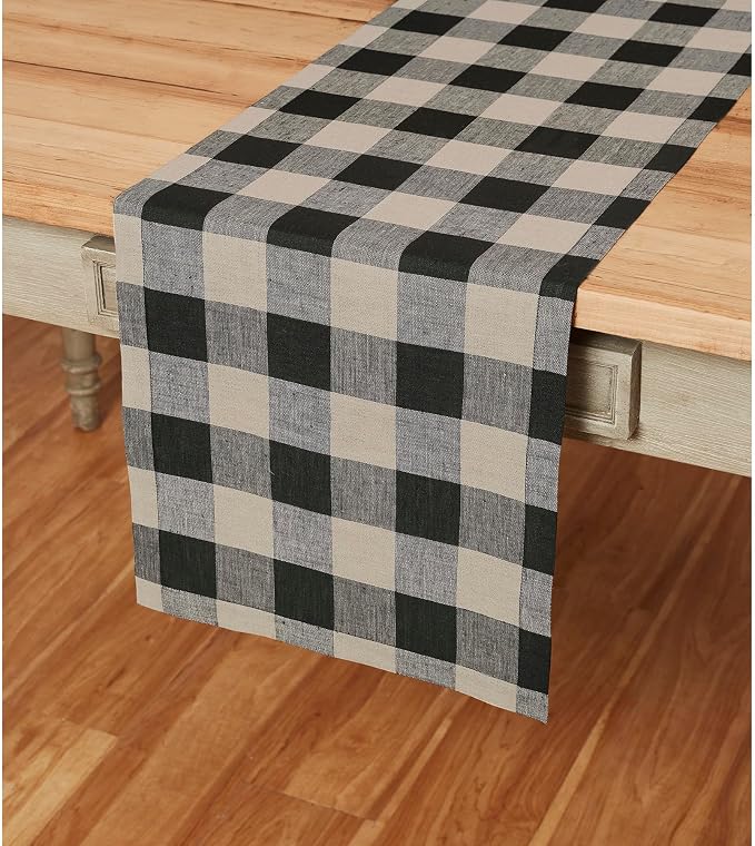 Solino Home Linen Checkered Table Runner 132 Inches Long - Image 2
