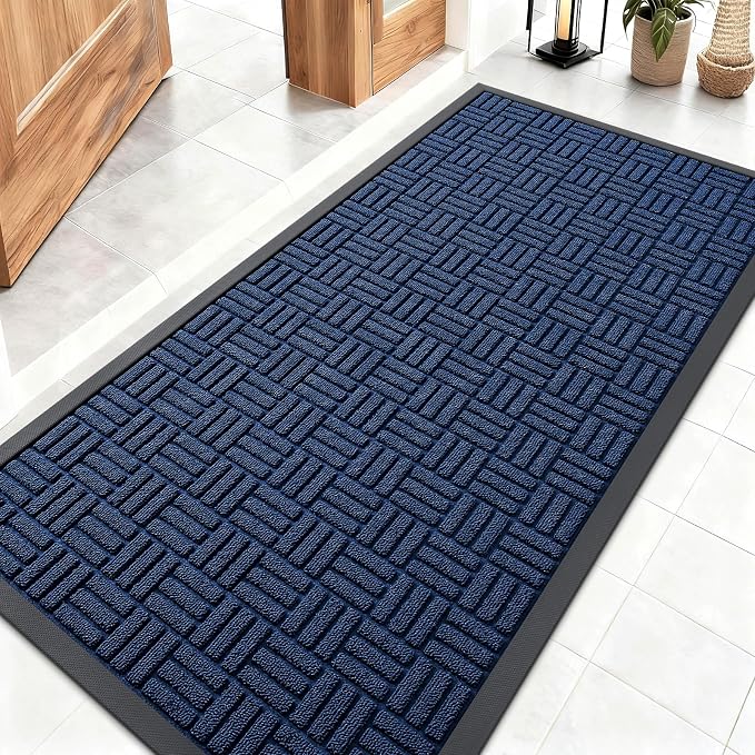 OLANLY Front Door Mat Outside Entrance 47x23, Heavy Duty Sturdy Natural Rubber by OLANLY