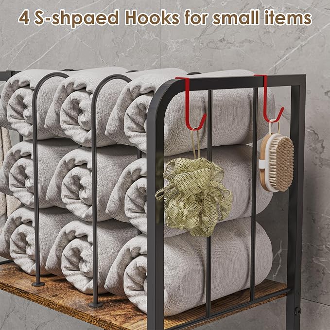 Towel Rack Free Standing 3-Tier M-Shaped Detachable Dividers, Durable Metal - Image 4