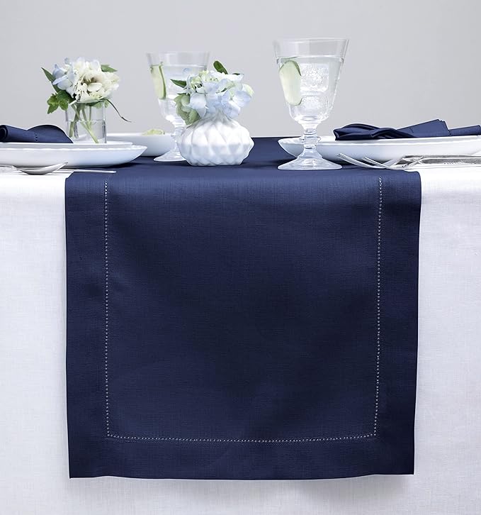 Solino Home Linen Navy Blue Table Runner 90 Inches Long by SolinoHome