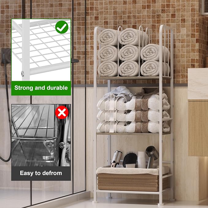 Towel Rack Free Standing 3-Tier M-Shaped Detachable Dividers, Durable Metal - Image 4