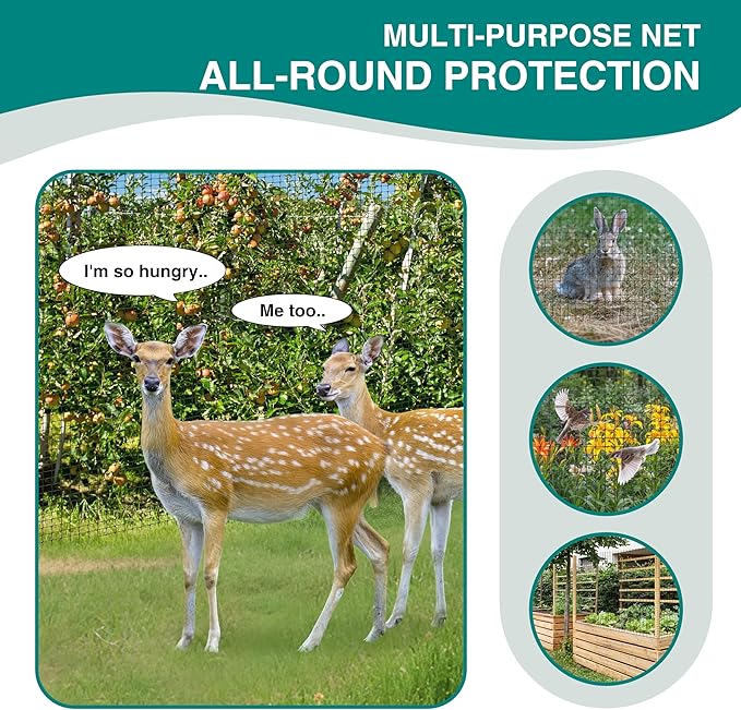 FRUITEAM Deer Fence Netting, 8FT x 100FT Heavy Duty Black PP Coated, Garden - Image 7