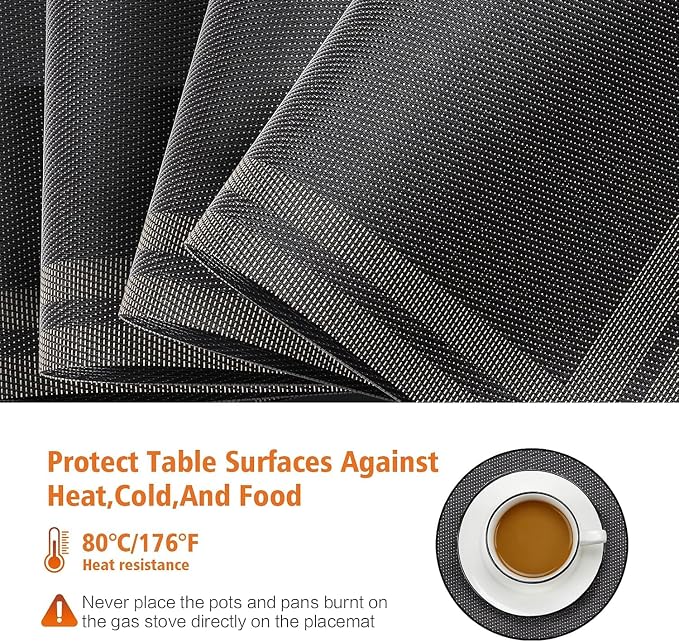 Placemats Set of 6, Heat and Stain Resistant Indoor/Outdoor Place mats - Image 3