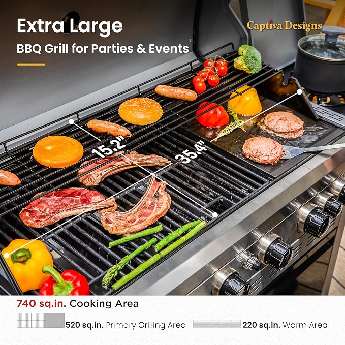 Captiva Designs 6-Burner Propane Gas BBQ Grill - Image 3