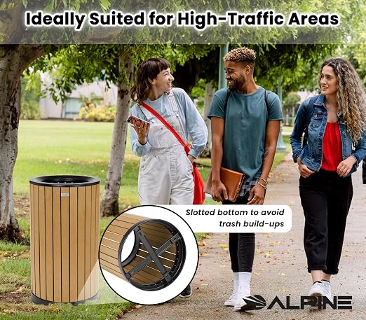 Alpine 32 Gallon Commercial Outdoor Trash Can - Image 9