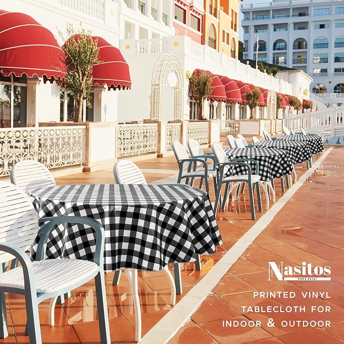 Nasitos 2 Pack Checkered Round Tablecloth 60 Inch-Waterproof Oil & Spill Proof - Image 6