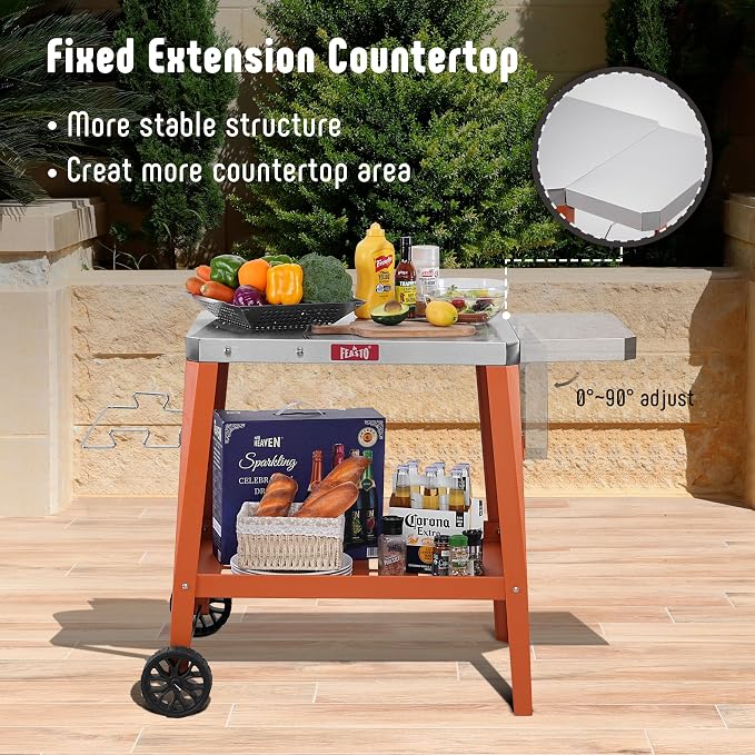 Movable Outdoor Grill Table Cart, Pizza Oven Stand - Image 6