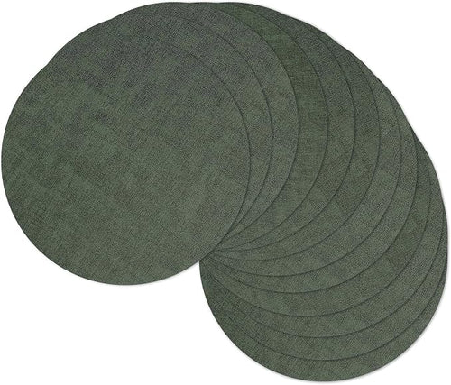 13" Round Placemats Set of 12, Reversible Faux Leather Heat Resistant Table Mats by NCUE