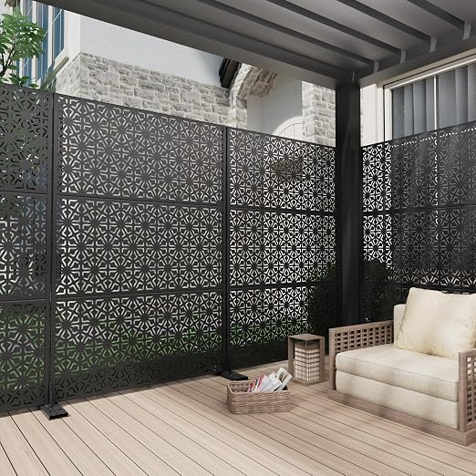 Casaphoria 72" H x 47" W Metal Outdoor Privacy Screen, Freestanding Decorative - Image 3