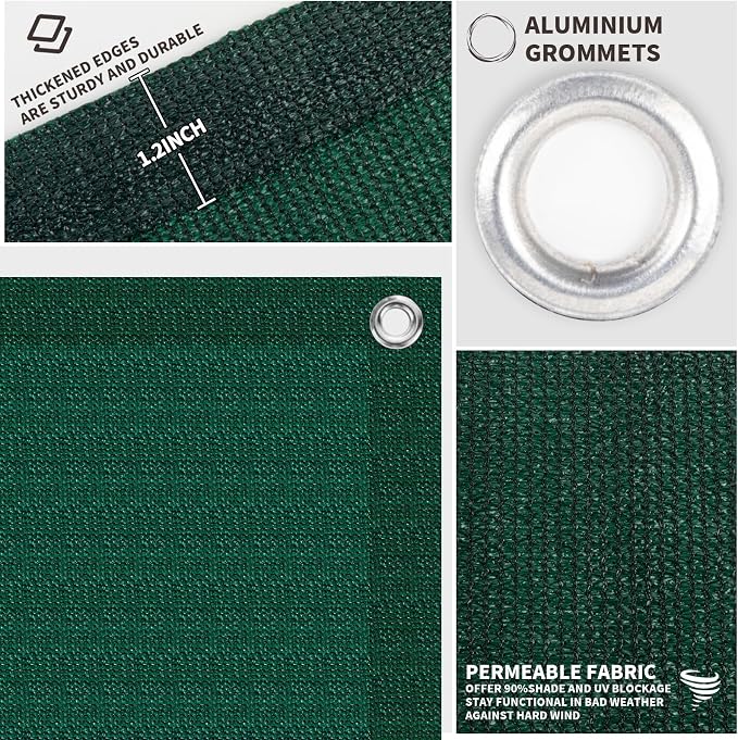LOVE STORY Custom Size 3'x7' Dark Green Balcony Privacy Screen, UV Block - Image 3