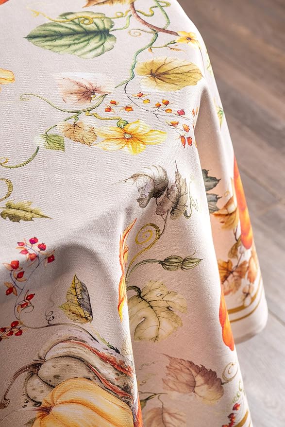 Maison d' Hermine Table Cloth Round Table 100% Cotton 69 Inches Fall Tablecloth - Image 9