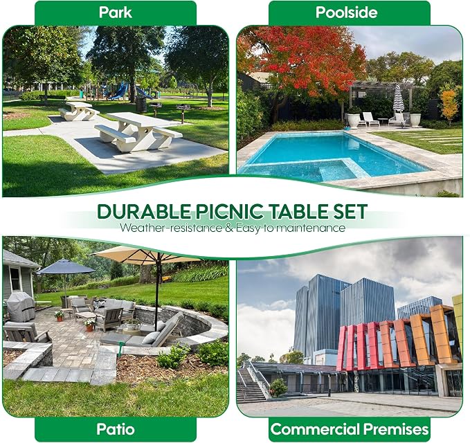 4FT Rectangular Metal Picnic Table - Image 7