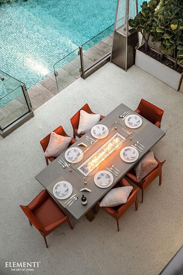 Elementi | Bundle Sonoma Gas Fire Pit Cast Concrete Rectangular Dining Fire - Image 7