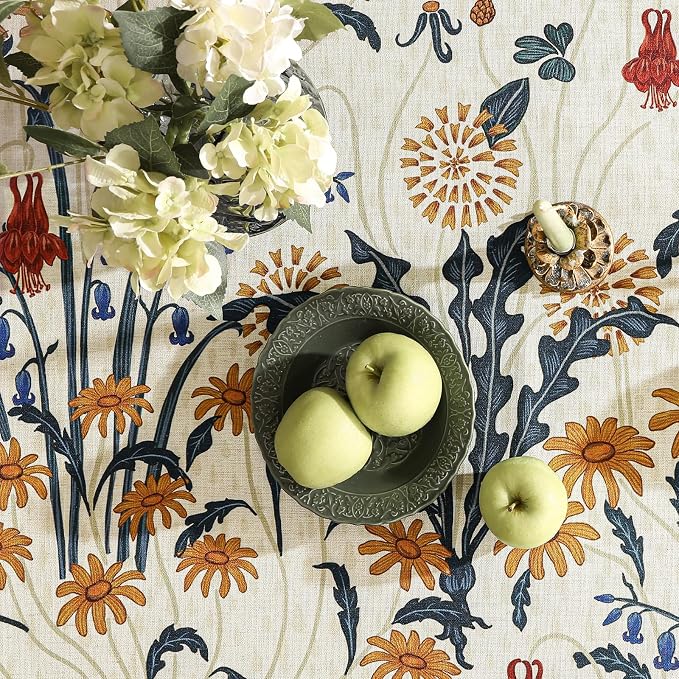French Vintage Rectangular Tablecloth, Linen Extra Long Tablecloth - Image 9