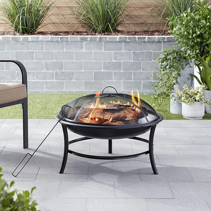 26-Inch Round Iron Outdoor Wood Burning Fire Pit - Image 2