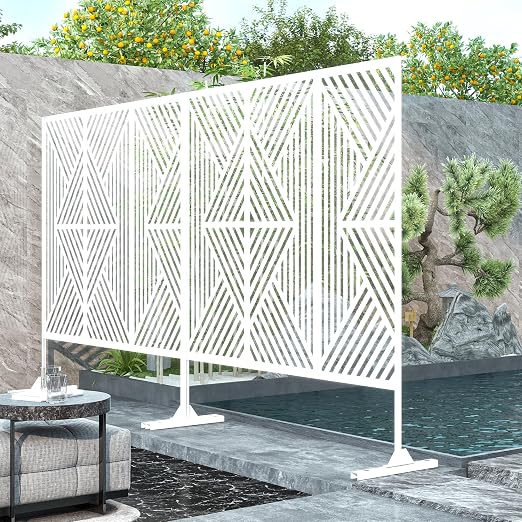 Casaphoria 72" H x 47" W Metal Outdoor Privacy Screen, Freestanding Decorative - Image 3