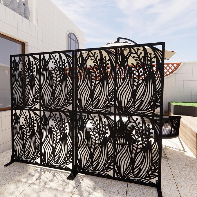 Metal Privacy Screen Room Divider 72" H x 45.3" W, Free Standing Decorative - Image 7
