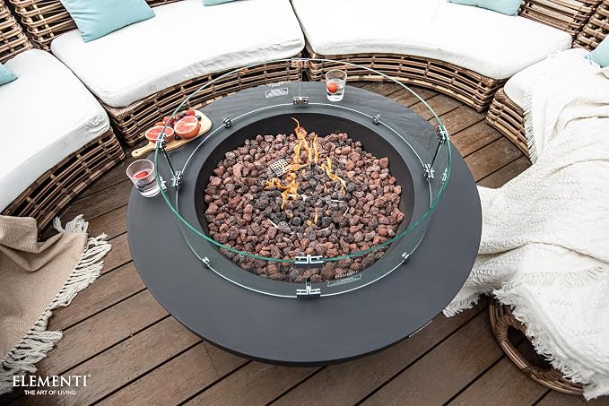 Elementi | Bundle Lunar Gas Fire Pit Cast Concrete 42" Round Fire Table - Image 3
