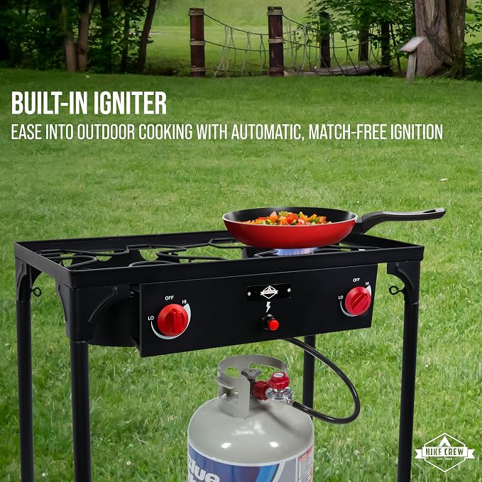 Hike Crew Auto Ignition Double-Burner Outdoor Gas Stove | 150, 000 BTU Portable - Image 6