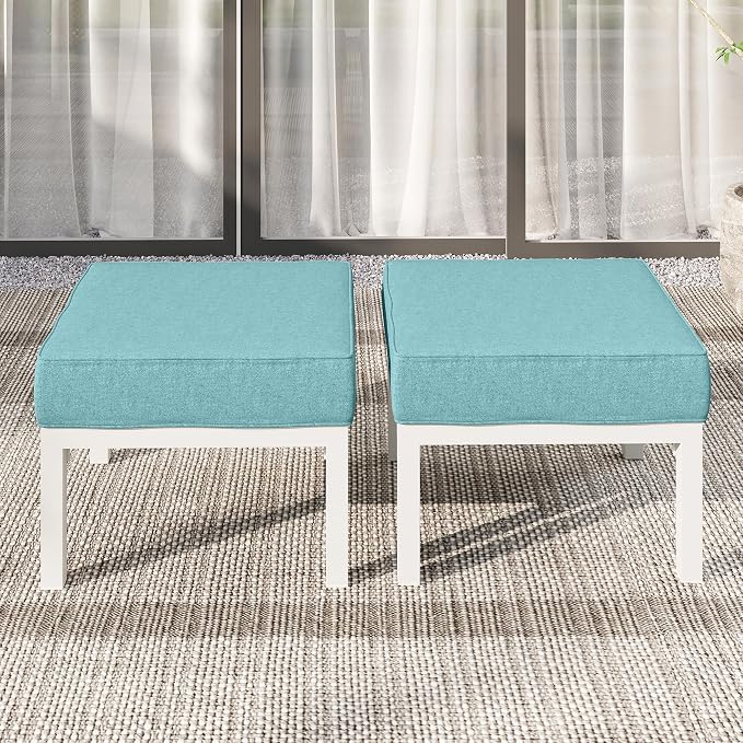 Solaste Outdoor Footstools Patio Ottoman Set of 2, Aluminum All-Weather Outdoor - Image 2