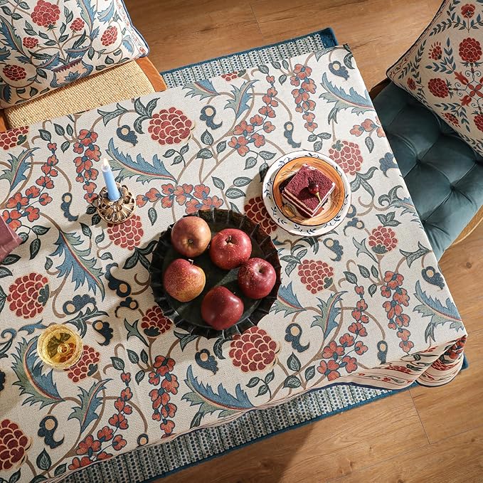 patdrea Designer Vintage Linen Small Square Tablecloth, French Anti-Wrinkle - Image 4
