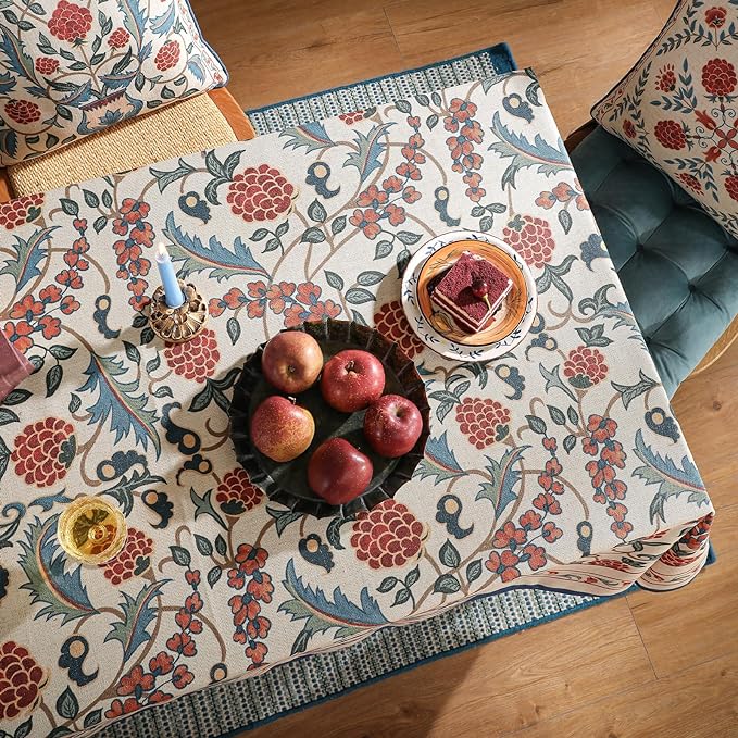 patdrea Designer Vintage Linen Extra Long Tablecloth - Image 3