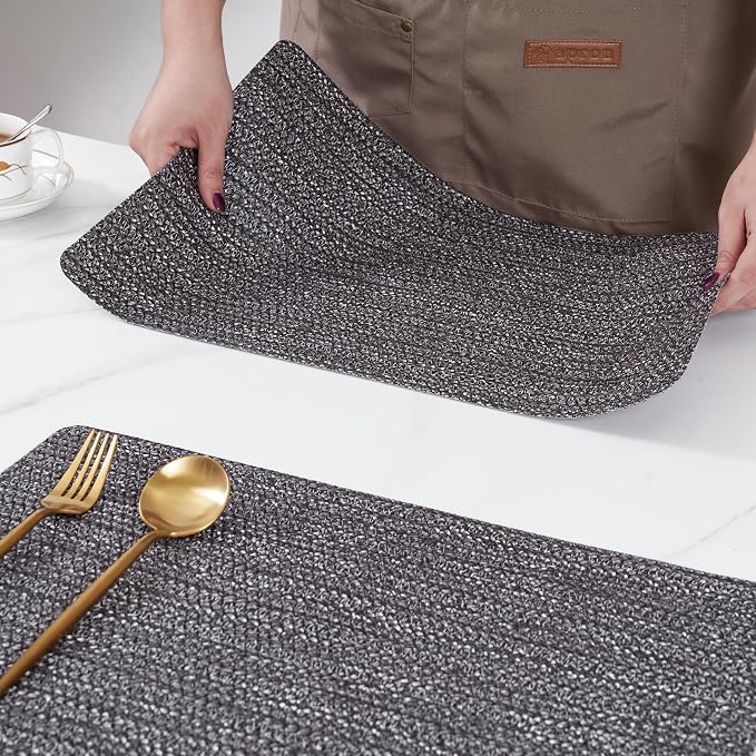 POLYTE Indoor/Outdoor Washable Woven Vinyl Table Dining Placemats - Image 5