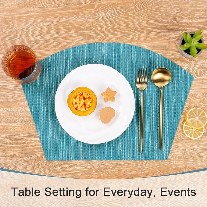 SHACOS Wedge Placemats Set of 8 Woven Vinyl Plastic Placemats - Image 8