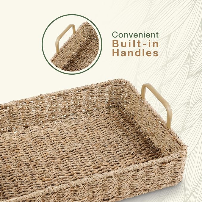 Set of 2 Rectangular Seagrass Trays - Image 7