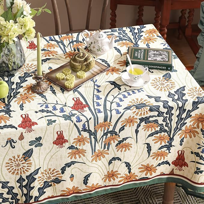 French Vintage Rectangular Tablecloth, Linen Tablecloth - Image 3
