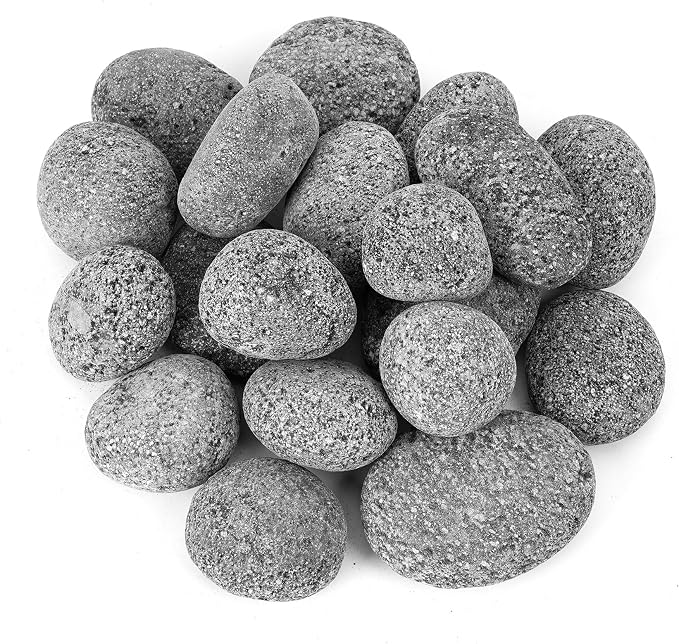 Skyflame Black Natural Tumbled Stones Round Lava Rock Pebbles by Skyflame
