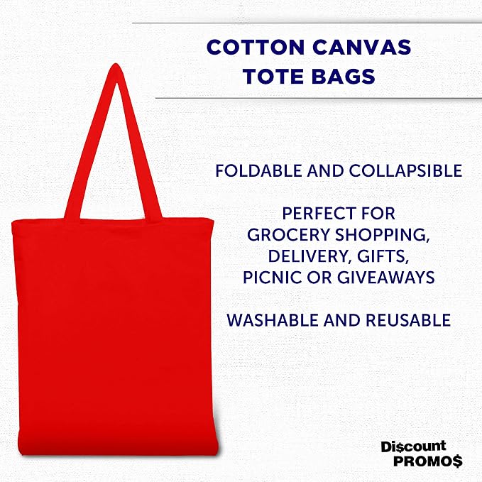 DISCOUNT PROMOS Cotton Canvas Tote Bags Set of 10, Bulk Pack - Image 3