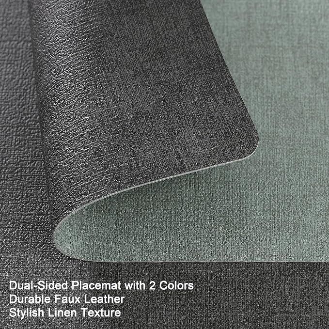 Myir JUN Dual Sided Faux Leather Placemats Set of 8 - Image 2