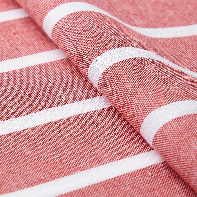 Encasa XO Cotton Dining Table Runner | Roma Red Stripes | Size 13x72 in - Image 5