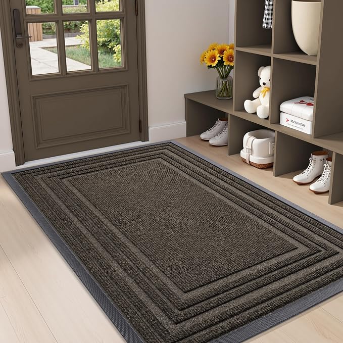 Buganda Front Door Mat Indoor Outdoor Entrance, Non-Slip Natural Rubber Doormats by Buganda
